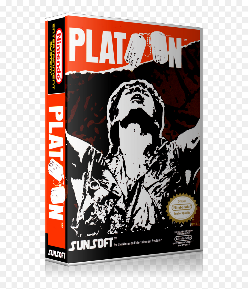 Nes Platoon Retail Game Cover To Fit A Ugc Style Replacement - Platoon Nes, HD Png Download - nintendo seal of quality png
