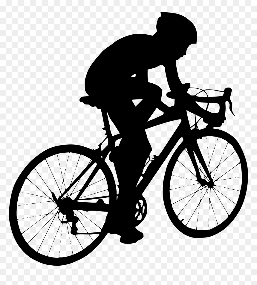 Cycling, Cyclist, Silhouette, Black And White - Cycling Png, Transparent Png - bicycle wheel png
