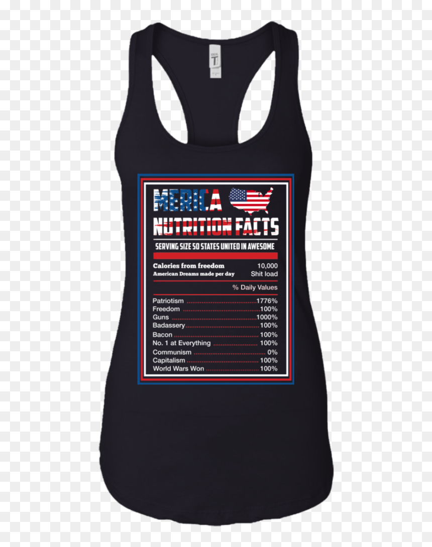 Patriotic Merica Nutrition Facts T Shirt America Flag - These Titties Are Protected By A Skinny Guy, HD Png Download - merica png