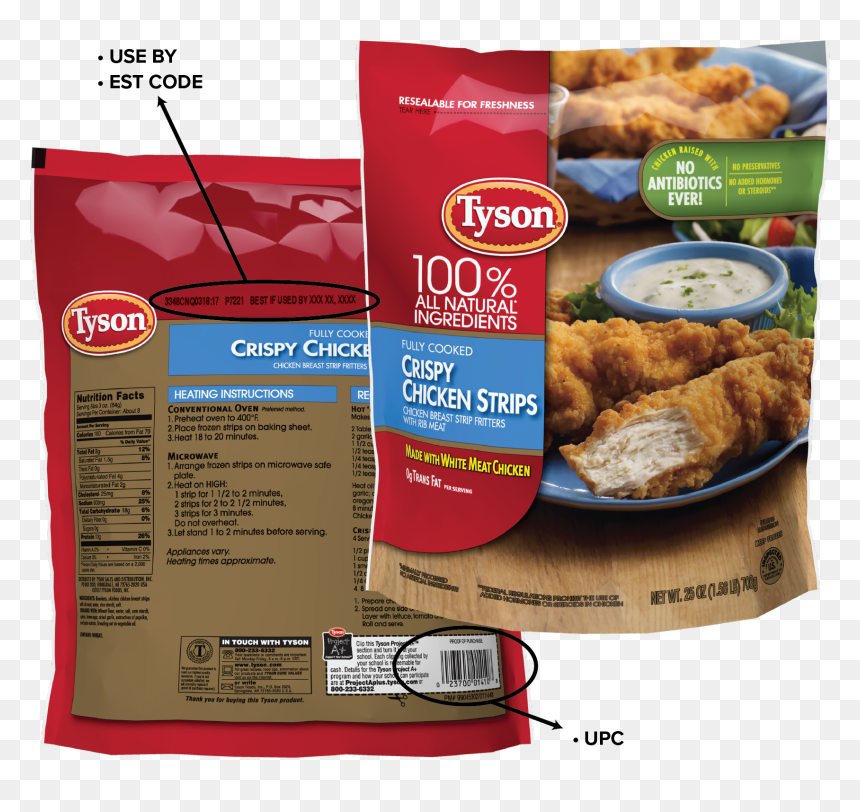 Tyson Chicken Nuggets Back, HD Png Download - chicken tender png