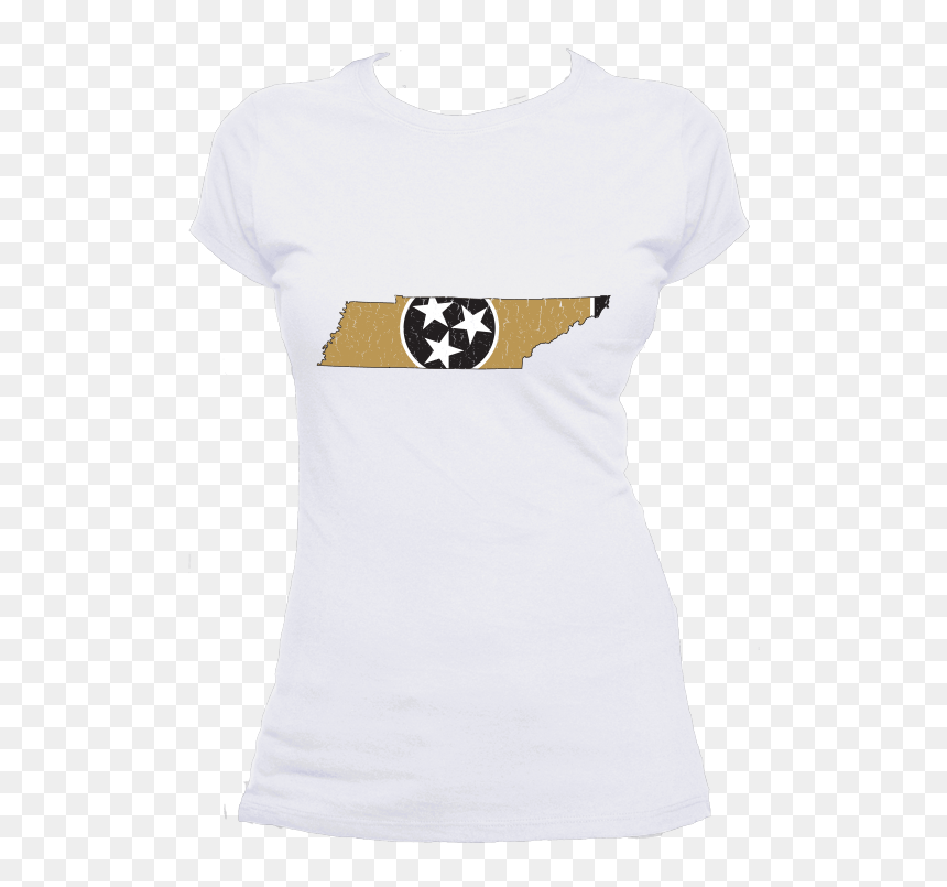 Tennessee Flag State Outline Gold Womens Short Sleeve - Emblem, HD Png Download - tennessee outline png