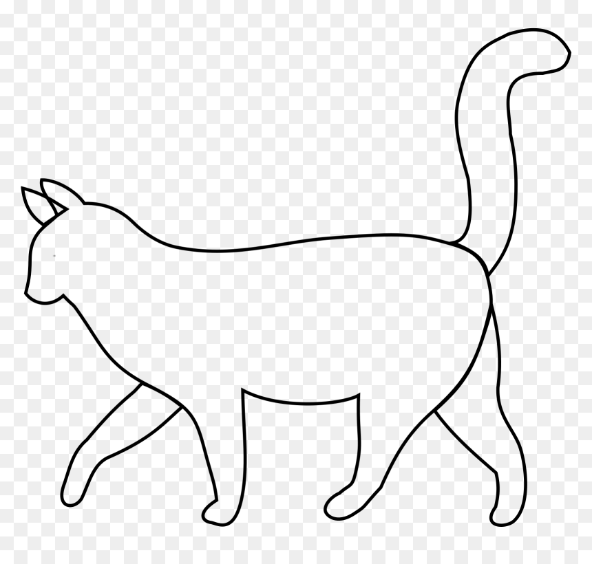 Cat Clip Art White, HD Png Download - cat outline png