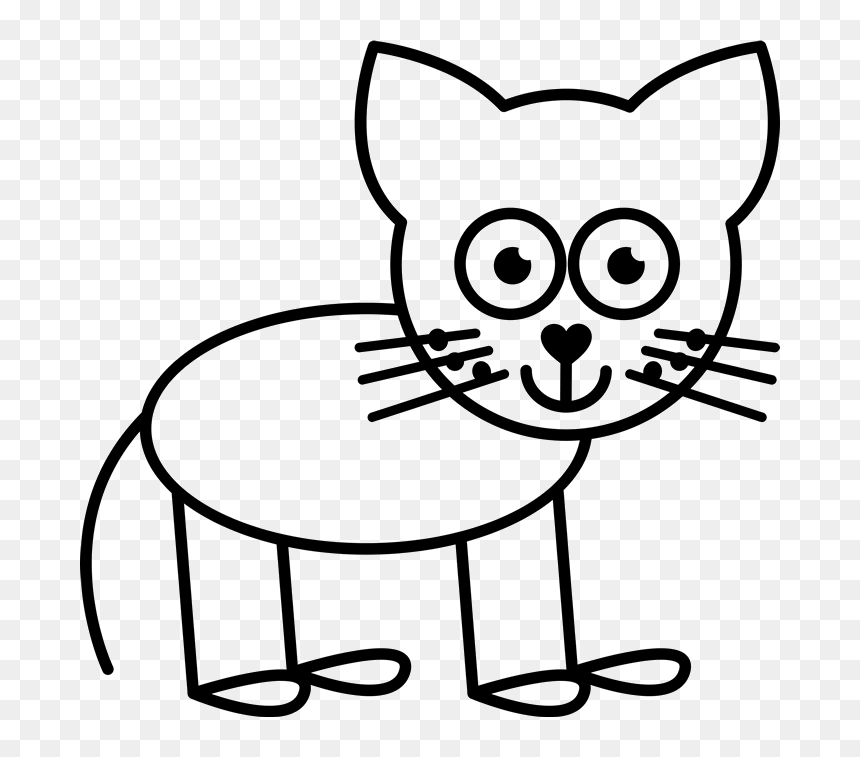 Cat Outline Rubber Stamp - Cat Outline Stick Figure, HD Png Download - cat outline png