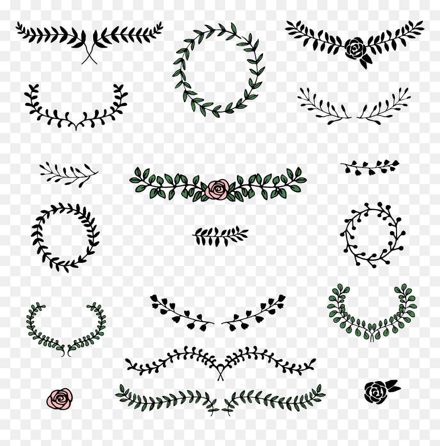 Love Megapack Over Vector - Hand Drawn Laurel Transparent, HD Png Download - hand drawn laurel png