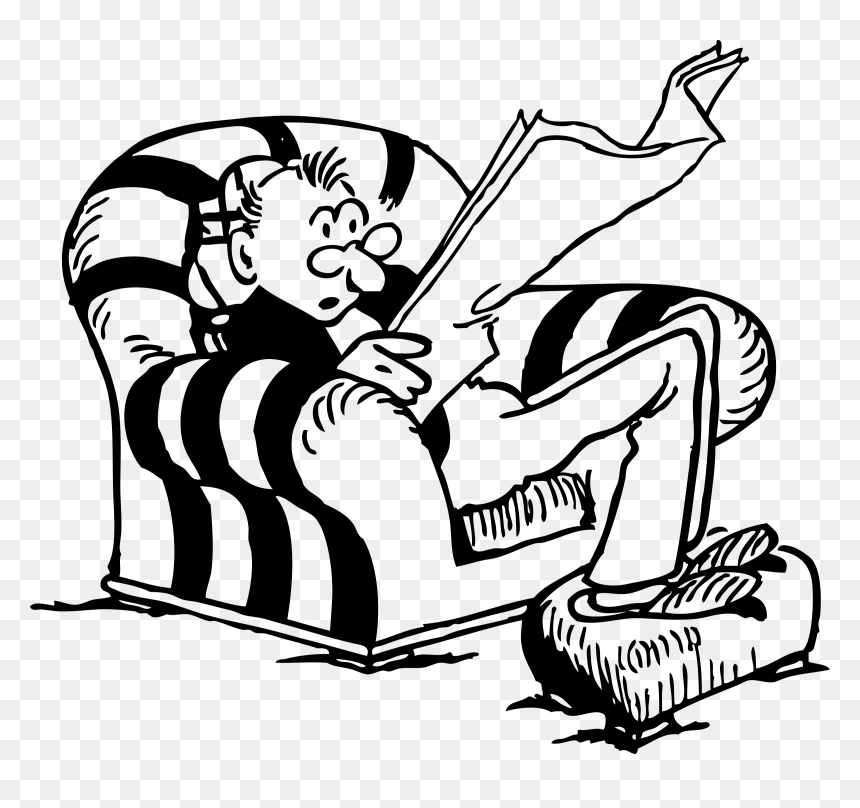 Slouching Man Reading Paper Clip Arts - Man Sitting In Chair, HD Png Download - paper clipart png
