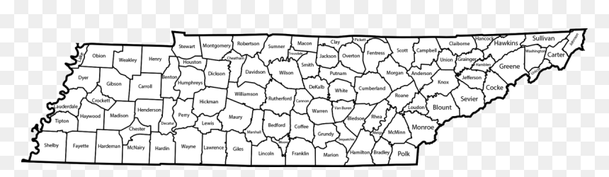 Map Of Tennessee Counties - Tennessee Counties List, HD Png Download - tennessee outline png