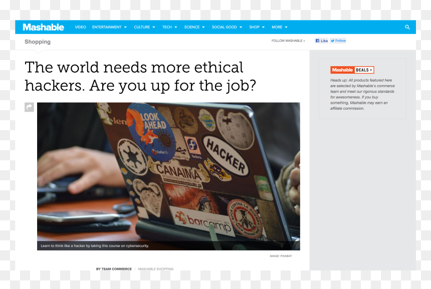Laptops With Hacker Stickers, HD Png Download - mashable logo png