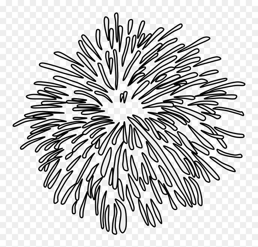 Fireworks, Burst, Style 1, Black And White - Portable Network Graphics, HD Png Download - white fireworks png