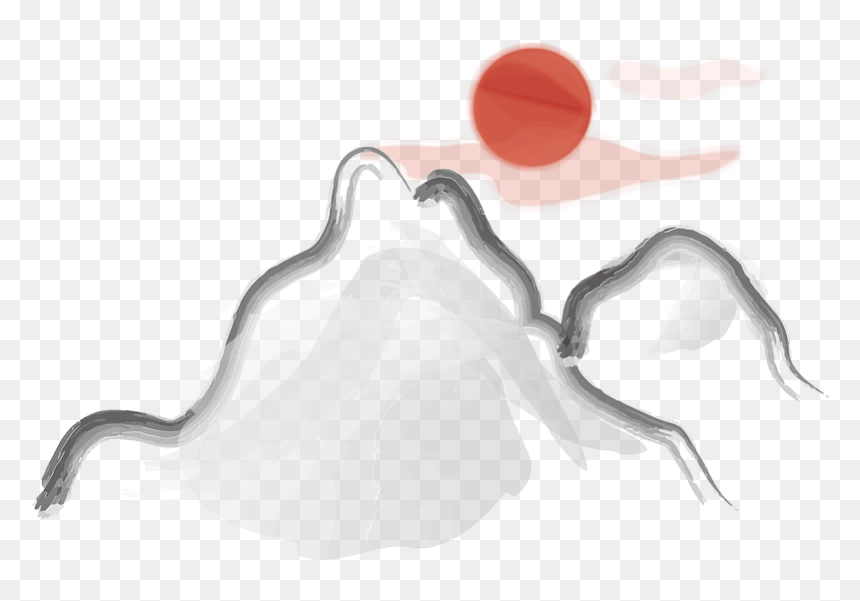 Mountain Sun Ink Wash Painting Clipart - Illustration, HD Png Download - mountain cartoon png