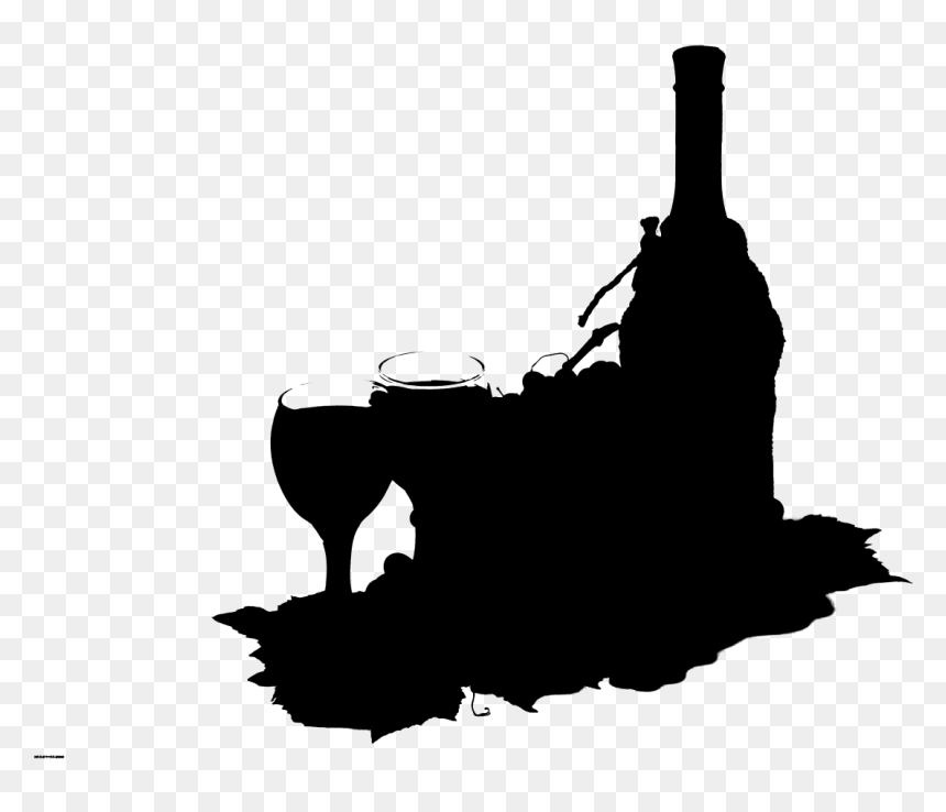 Transparent Wine Bottle Clipart Silhouette - Silhouette, HD Png Download - wine bottle silhouette png