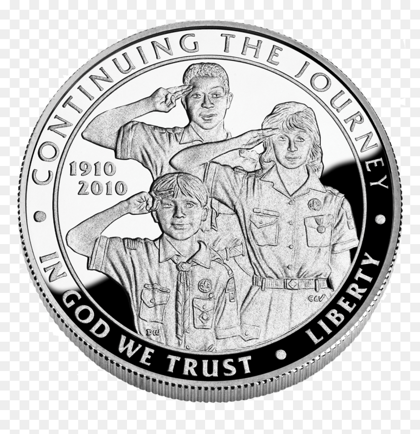 Boy Scouts Of America Silver Dollar Centennial Commemorative - Boy Scout Coins, HD Png Download - silver coin png