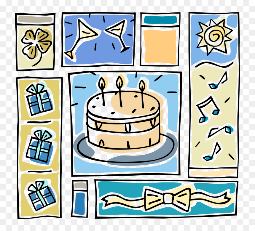 Vector Illustration Of Party Celebration With Birthday, HD Png Download - cake vector png