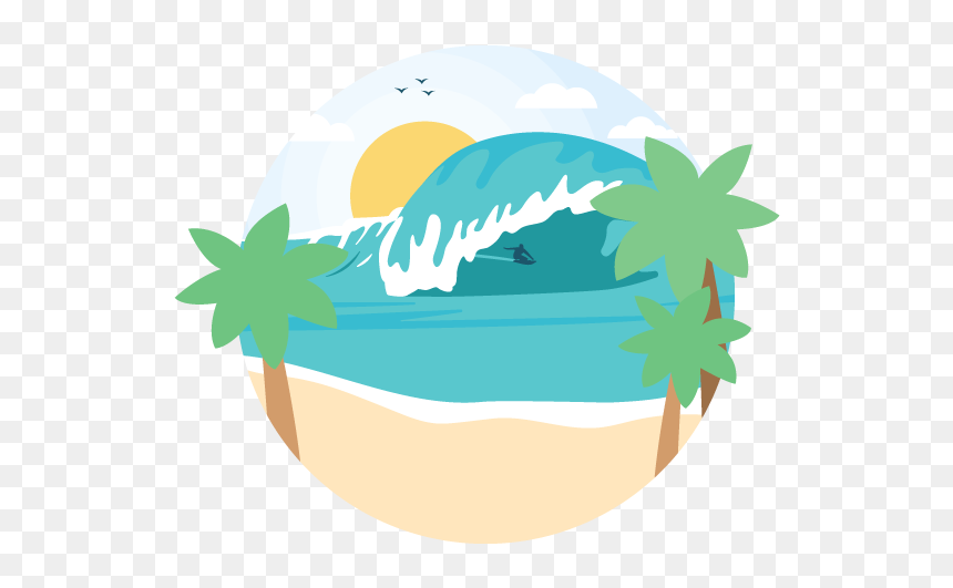 Surfin - Surfing Palm Tree Clipart Transparent, HD Png Download - hang loose png