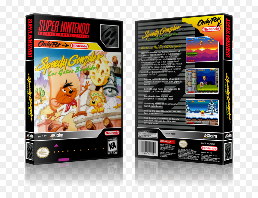 Speedy Gonzales Replacement Nintendo Snes Game Case - Fictional Character, HD Png Download - speedy gonzales png