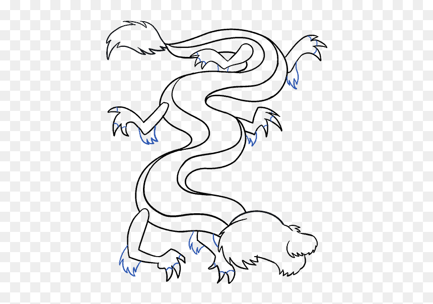 How To Draw Chinese Dragon - Cartoon Chinese Dragon Drawing, HD Png Download - asian dragon png