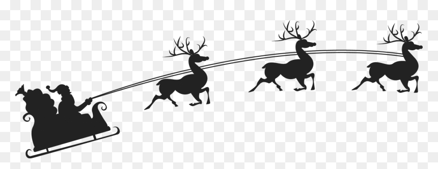 Claus Santa Claus"s Reindeer Santa Claus"s Reindeer - Transparent Santa And Reindeer Silhouette, HD Png Download - santa reindeer png
