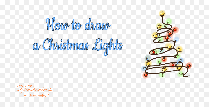 How To Draw A Christmas Lights - Christmas Tree, HD Png Download - christmas light bulb png