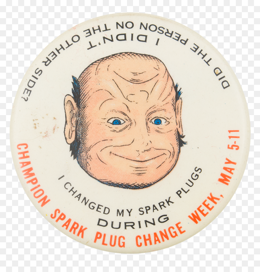 Spark Plug Two Face Event Button Museum - Label, HD Png Download - two face png