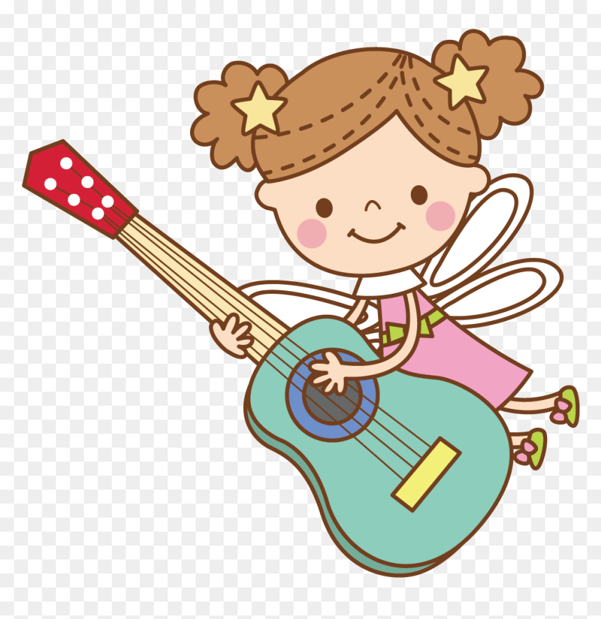 Little Angel Playing Guitar, HD Png Download - cartoon guitar png