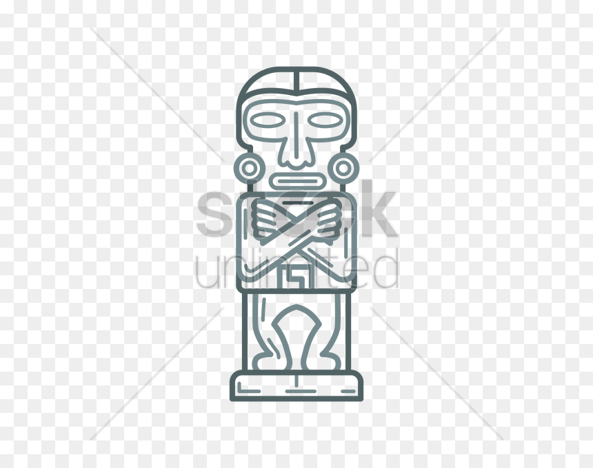 Drawn Totem Pole Mayan - Illustration, HD Png Download - statue head png