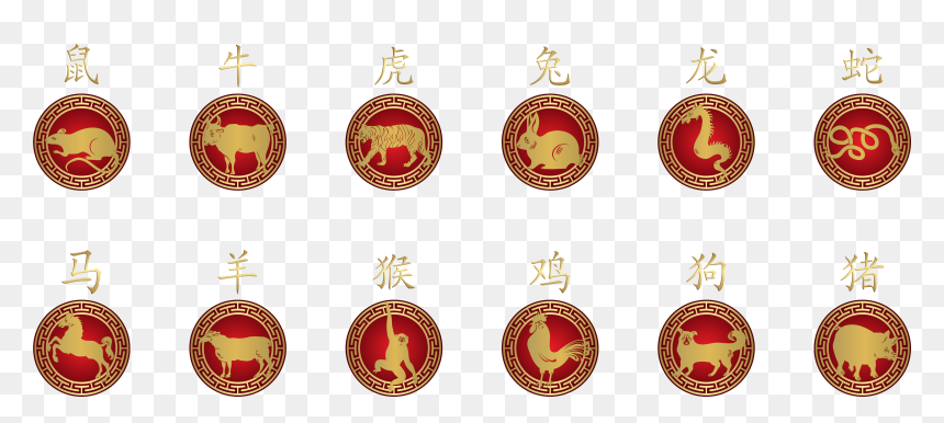 Chinese Zodiac Png - Red Symbols Chinese Zodiac Png, Transparent Png - zodiac wheel png