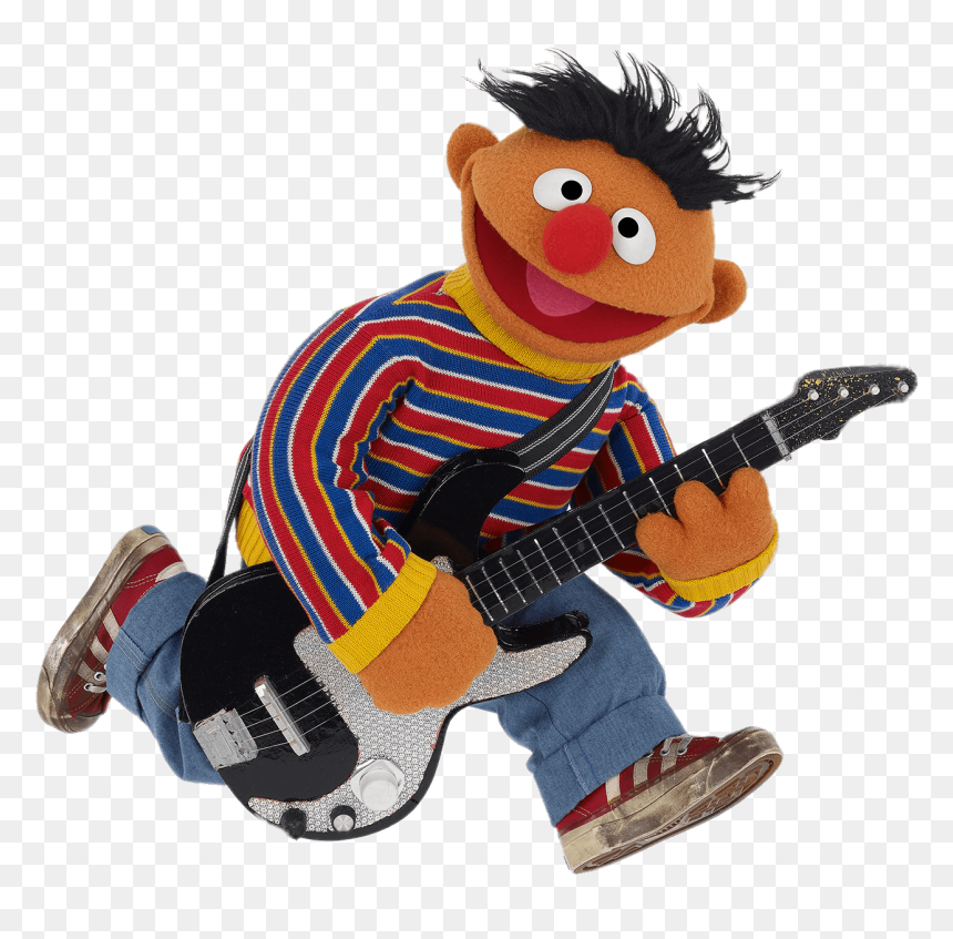 Sesame Street Ernie With Electrical Guitar Clip Arts - Sesame Street Ernie Guitar, HD Png Download - cartoon guitar png