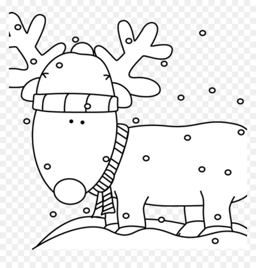 Black And White Santa - Clip Art, HD Png Download - reindeer clipart png