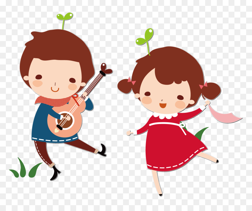 Guitar Cartoon Child Illustration - Imagenes De Niños Cantando Y Bailando, HD Png Download - cartoon guitar png