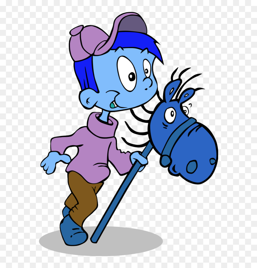 Boy On Toy Horse - Cartoon Boy Running, HD Png Download - niños jugando png