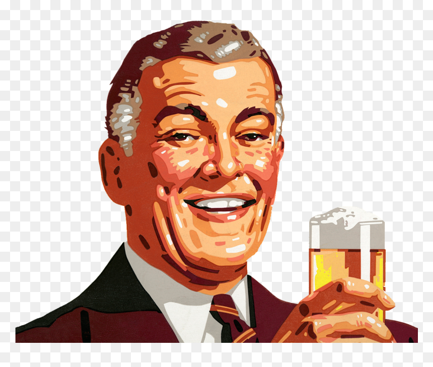 Drink Illustration Beer The With Man Clipart - Bebendo Png, Transparent Png - cerveja png