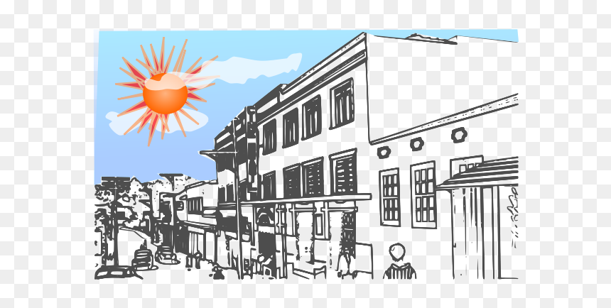 Image Of Red Sun Over Town - Illustration, HD Png Download - red sun png