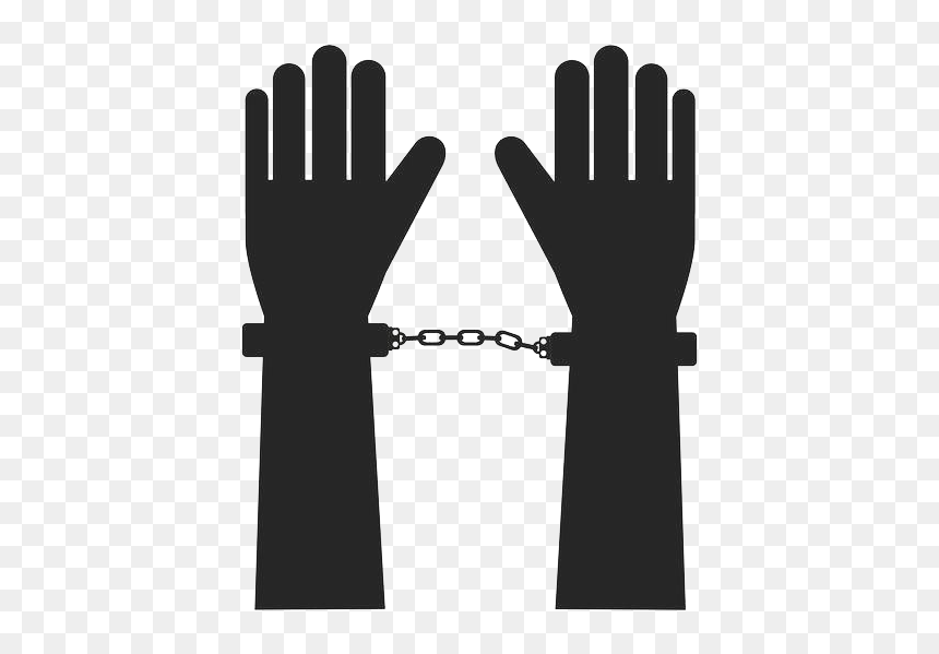 Handcuffs Glove Illustration - Handcuffed Silhouette, HD Png Download - open handcuffs png