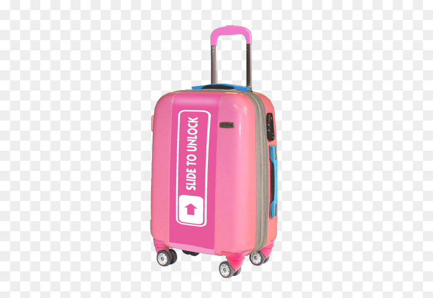 Pink Suitcase Slide To Unlock - Measure A Carry On Bag, HD Png Download - slide to unlock png