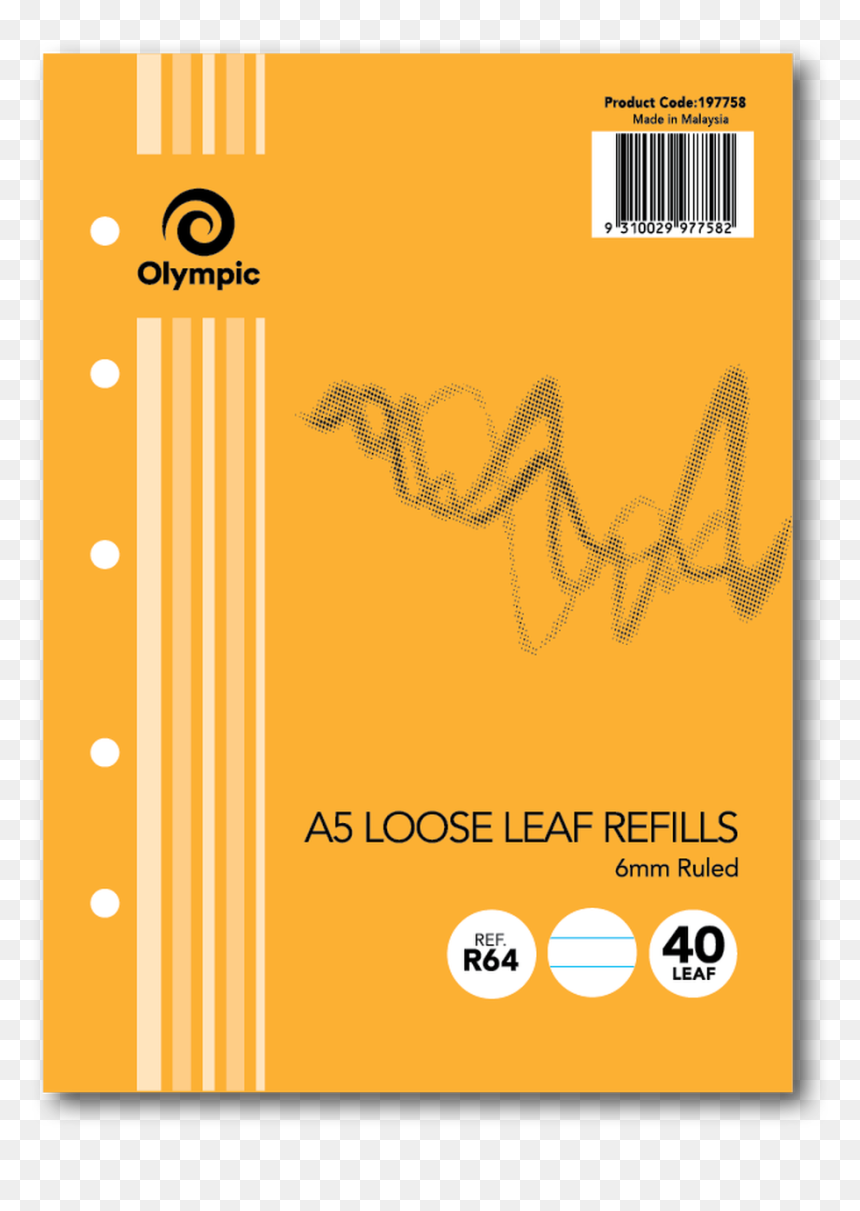 Olympic 197758 A5 Loose 40 Leaf 6mm Non Reinforced - Graphic Design, HD Png Download - loose leaf paper png