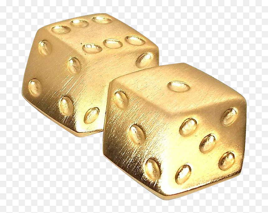 Jj Vintage Goldtone Brooch Pin - Dice Game, HD Png Download - gold dice png