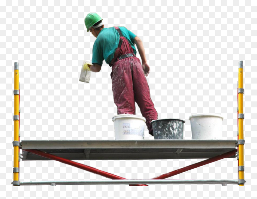 Albañil Realizando Trabajos Encima De Un Andamio - Construction Worker, HD Png Download - pintor png