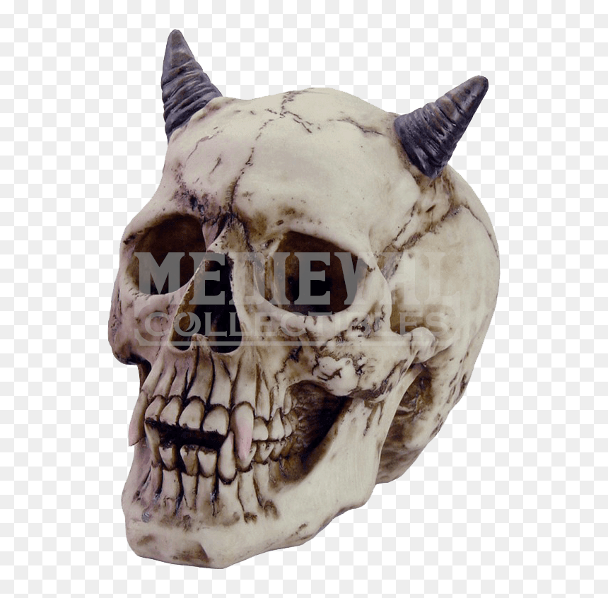 Horned Devil Skull - Skull, HD Png Download - halloween skull png
