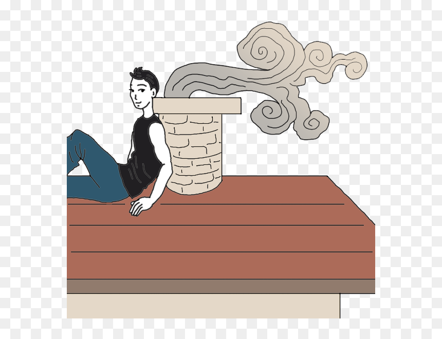 Chimney - Rooftop Sitting Night Painting, HD Png Download - chimney smoke png