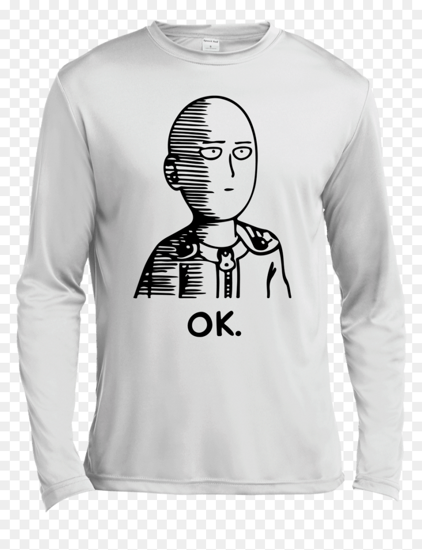 One Punch Man Saitama Ok Long Sleeve T Shirt , Png - One Punch Man Tshirt, Transparent Png - long sleeve shirt png