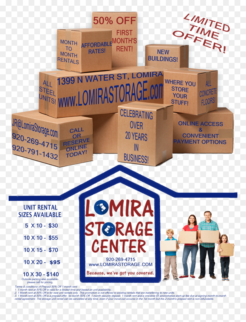 50% Off First Month"s Rent Lomira Storage Center - Packaging And Labeling, HD Png Download - 50 off png