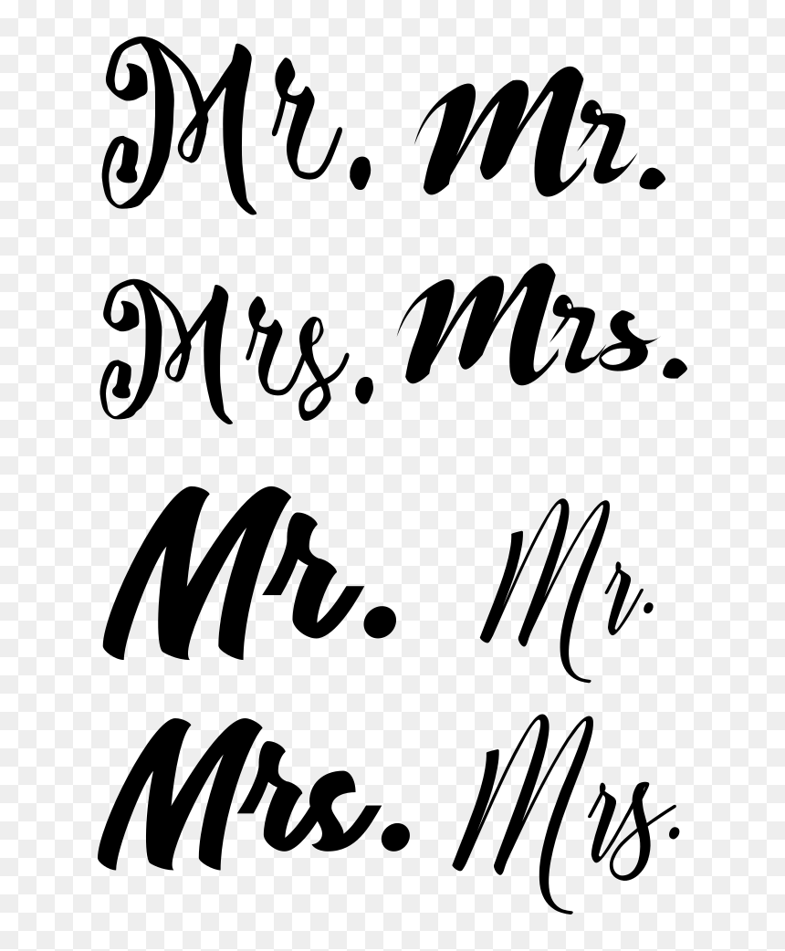 Calligraphy, HD Png Download - mr and mrs png