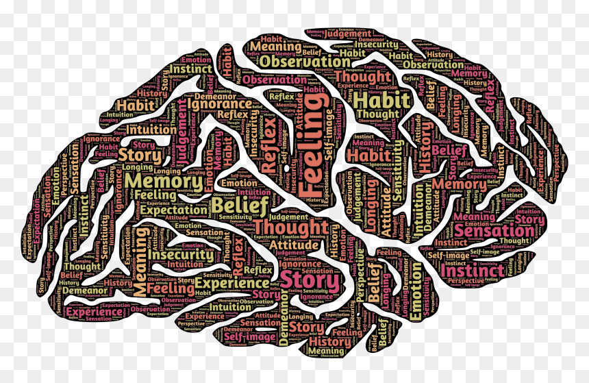 Brain Typography Clip Arts - Brain Illustration Of Thoughts, HD Png Download - brain .png