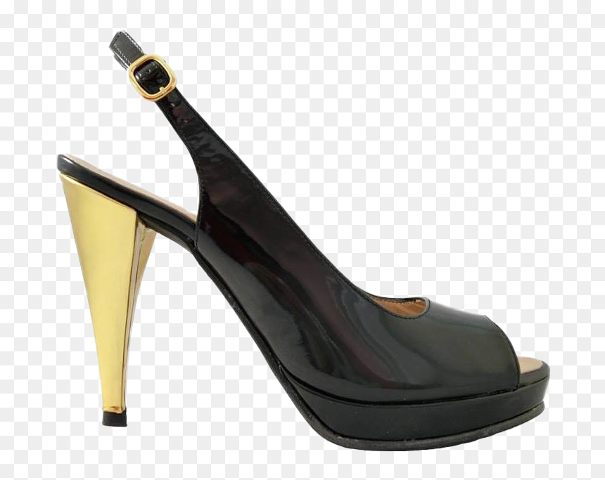 Μαύρη Γόβα Peep Toe, HD Png Download - heel png