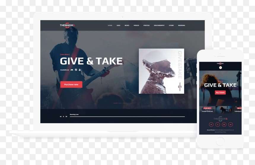 The Magic 6 Music Band & Musician Wordpress Theme - Gadget, HD Png Download - music band png