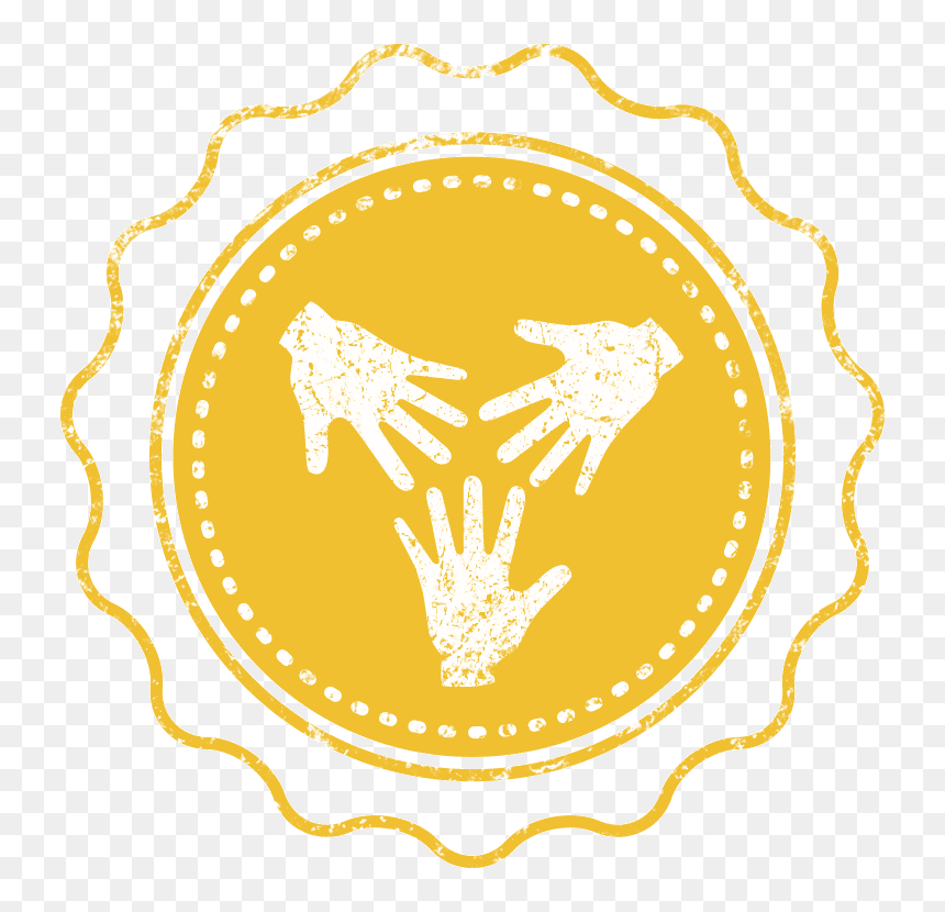 A Hand-drawn Yellow Rosette With Three Hands Inside - Travel Retail Awards Logo, HD Png Download - reaching hands png
