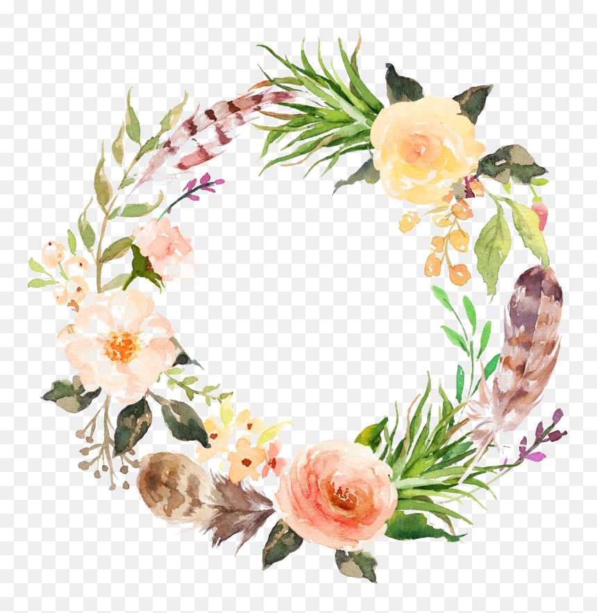 Modern Floral Garland Png File - Transparent Background Floral Wreath Clipart, Png Download - flower garland png