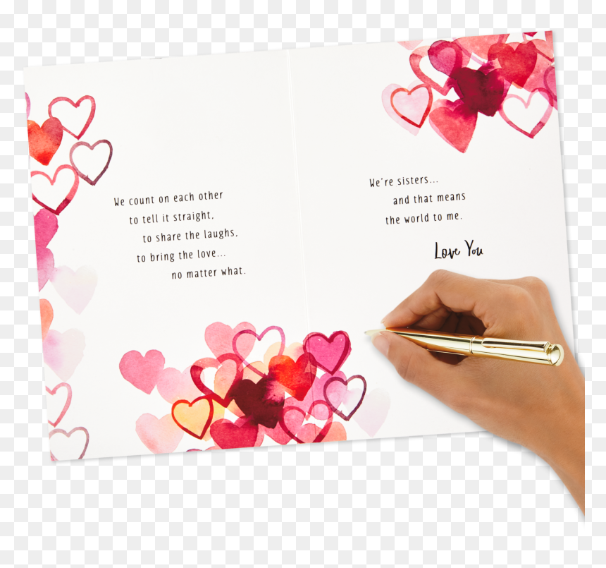Watercolor Hearts Valentine"s Day Card For Sister - Hallmark Valentines Card For Sister, HD Png Download - sister png