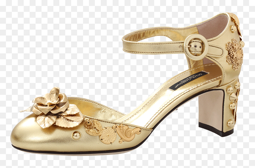 280892 Dolce Gabbana Gold Heel - Sandal, HD Png Download - heel png