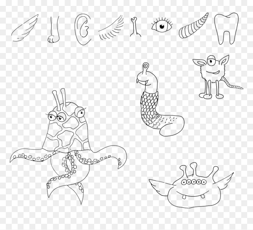 Monster, The Specter Of, The Bogeyman, Alien, Eye - Line Art, HD Png Download - human eye png