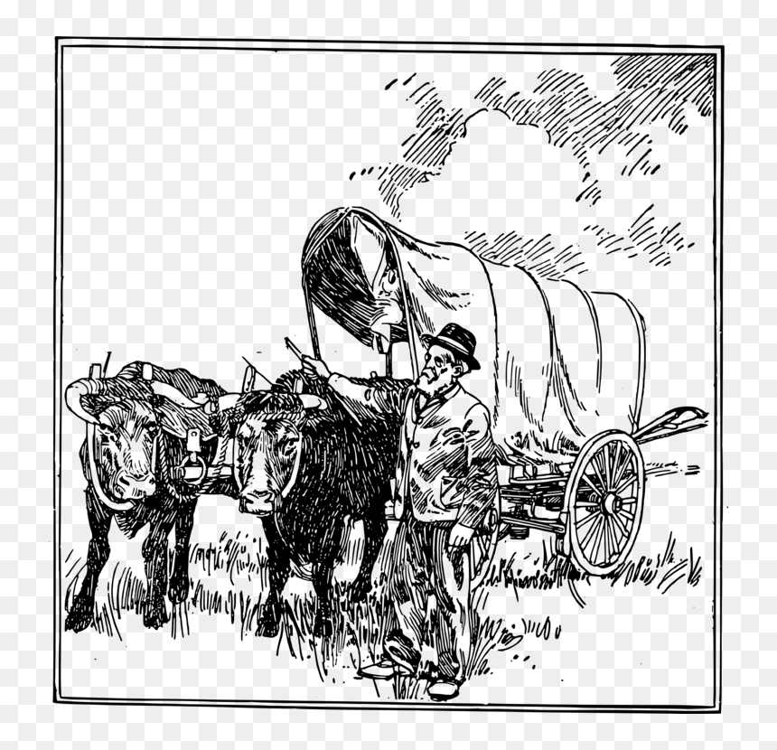 Chariot,art,livestock - Ox Wagon Vector, HD Png Download - covered wagon png